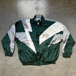 Vintage Green and white windbreaker